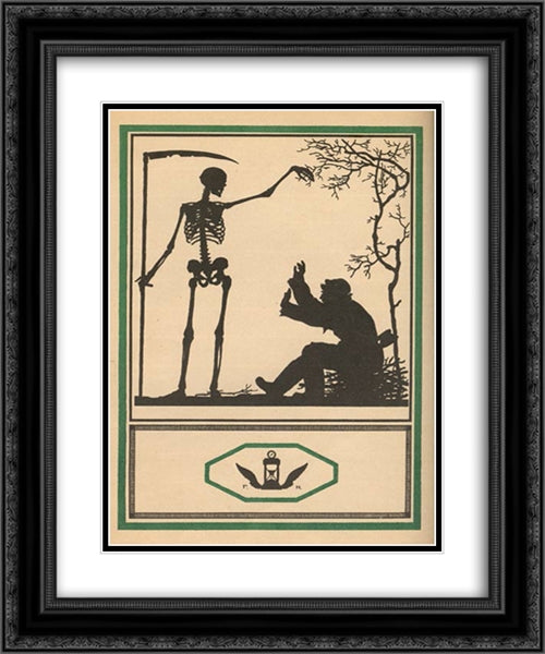 Illustration to 'Three Fables of Krylov' 20x24 Black Ornate Wood Framed Art Print Poster with Double Matting by Narbut, Heorhiy