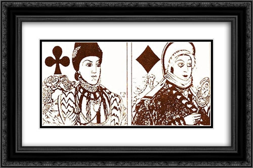 Playing cards 24x16 Black Ornate Wood Framed Art Print Poster with Double Matting by Narbut, Heorhiy