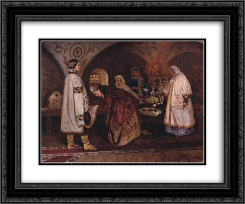 Tsar Alexei Mikhailovich 24x20 Black Ornate Wood Framed Art Print Poster with Double Matting by Nesterov, Mikhail