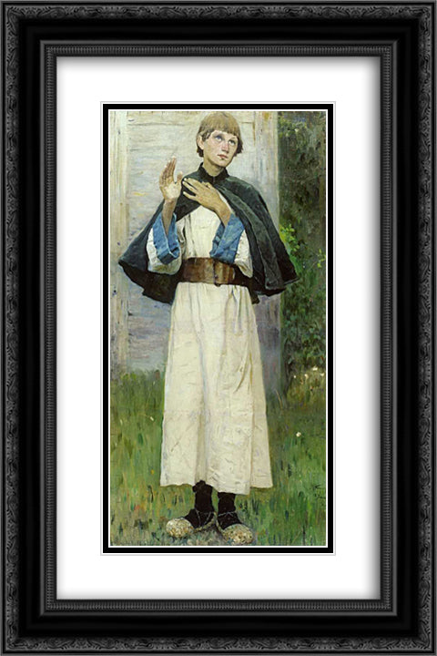 Youth of St. Sergius 16x24 Black Ornate Wood Framed Art Print Poster with Double Matting by Nesterov, Mikhail