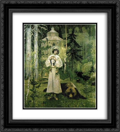 Youth of St. Sergius 20x22 Black Ornate Wood Framed Art Print Poster with Double Matting by Nesterov, Mikhail