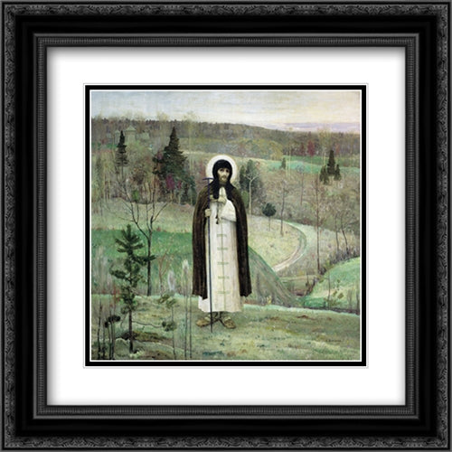 Venerable Sergius of Radonezh 20x20 Black Ornate Wood Framed Art Print Poster with Double Matting by Nesterov, Mikhail