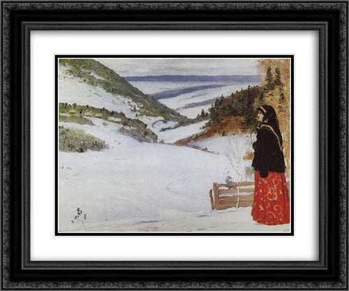 Winter in Skit 24x20 Black Ornate Wood Framed Art Print Poster with Double Matting by Nesterov, Mikhail