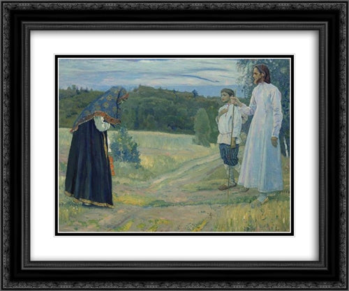 Wayfarer 24x20 Black Ornate Wood Framed Art Print Poster with Double Matting by Nesterov, Mikhail