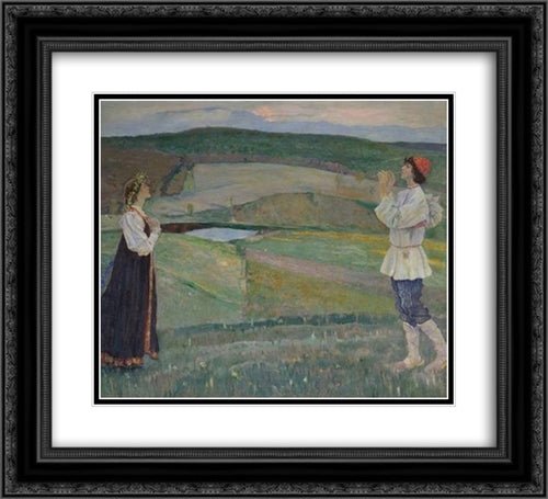 Spring 22x20 Black Ornate Wood Framed Art Print Poster with Double Matting by Nesterov, Mikhail