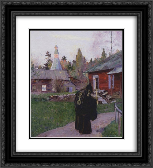 Vesper 20x22 Black Ornate Wood Framed Art Print Poster with Double Matting by Nesterov, Mikhail