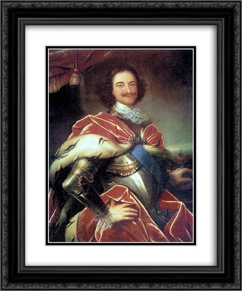 Peter I 20x24 Black Ornate Wood Framed Art Print Poster with Double Matting by Nikitin, Ivan