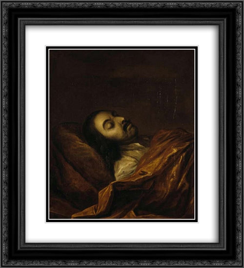 Peter I on his deathbed 20x22 Black Ornate Wood Framed Art Print Poster with Double Matting by Nikitin, Ivan