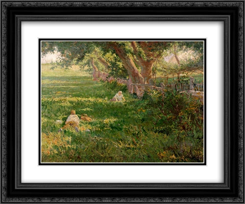 Springtime 24x20 Black Ornate Wood Framed Art Print Poster with Double Matting by Onderdonk, Robert Julian