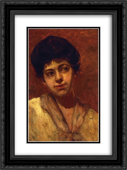 Portrait of Gertrude 18x24 Black Ornate Wood Framed Art Print Poster with Double Matting by Onderdonk, Robert Julian
