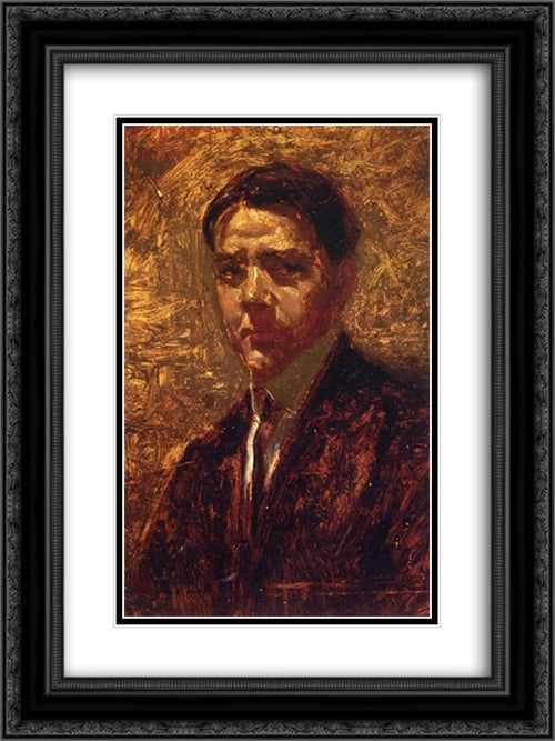 Self Portrait 18x24 Black Ornate Wood Framed Art Print Poster with Double Matting by Onderdonk, Robert Julian