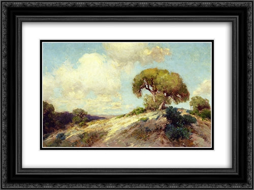 Sunlit Hillside 24x18 Black Ornate Wood Framed Art Print Poster with Double Matting by Onderdonk, Robert Julian