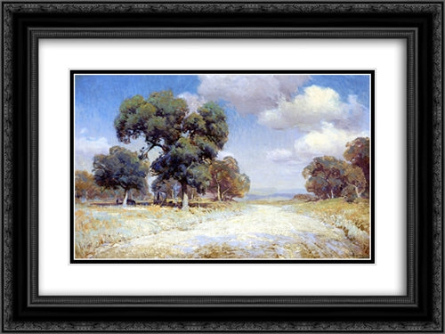 Landscape with Wagon 24x18 Black Ornate Wood Framed Art Print Poster with Double Matting by Onderdonk, Robert Julian