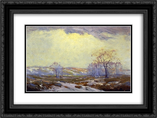Lingering Snow 24x18 Black Ornate Wood Framed Art Print Poster with Double Matting by Onderdonk, Robert Julian