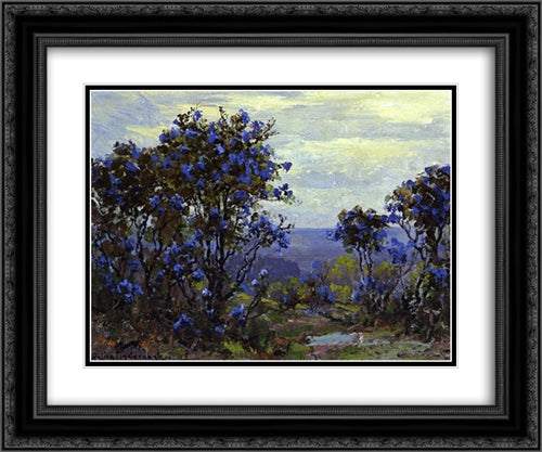 Mountain Laurel in Bloom 24x20 Black Ornate Wood Framed Art Print Poster with Double Matting by Onderdonk, Robert Julian