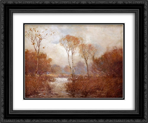 October Landscape 24x20 Black Ornate Wood Framed Art Print Poster with Double Matting by Onderdonk, Robert Julian
