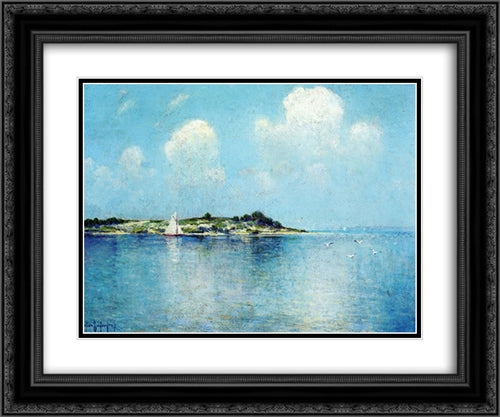 On Long Island Sound near Shelter Island 24x20 Black Ornate Wood Framed Art Print Poster with Double Matting by Onderdonk, Robert Julian
