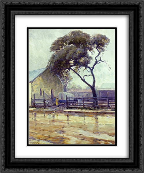 Rainy Day in Bandera 20x24 Black Ornate Wood Framed Art Print Poster with Double Matting by Onderdonk, Robert Julian