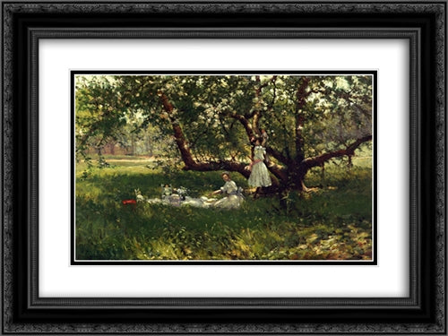 The Old Apple Tree 24x18 Black Ornate Wood Framed Art Print Poster with Double Matting by Onderdonk, Robert Julian