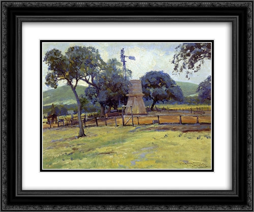 Windmill on Williams Ranch 24x20 Black Ornate Wood Framed Art Print Poster with Double Matting by Onderdonk, Robert Julian