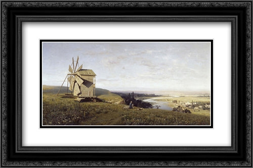 Ukrainian landscape 24x16 Black Ornate Wood Framed Art Print Poster with Double Matting by Orlovsky, Volodymyr