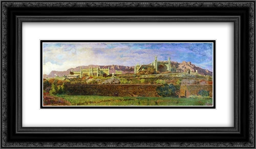 View of Alupka Palace 24x14 Black Ornate Wood Framed Art Print Poster with Double Matting by Orlovsky, Volodymyr