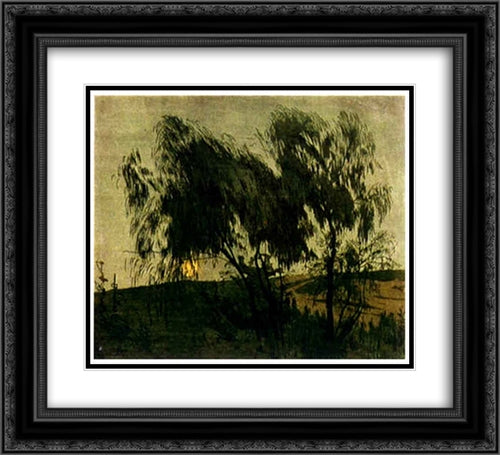 The Moon 22x20 Black Ornate Wood Framed Art Print Poster with Double Matting by Ostroumova Lebedeva, Anna