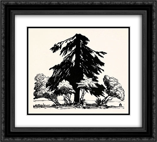 Pine tree 22x20 Black Ornate Wood Framed Art Print Poster with Double Matting by Ostroumova Lebedeva, Anna