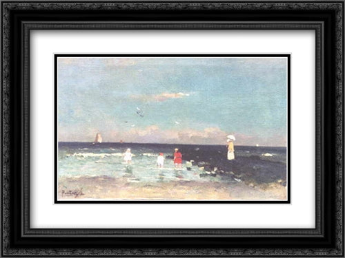At the beach 24x18 Black Ornate Wood Framed Art Print Poster with Double Matting by Pantazis, Pericles