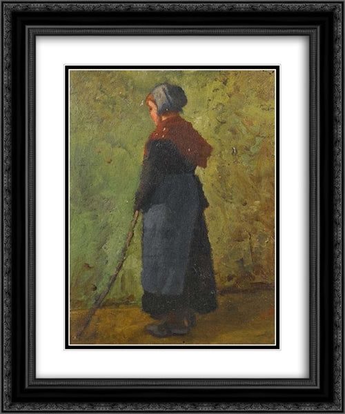 Little shepherd girl 20x24 Black Ornate Wood Framed Art Print Poster with Double Matting by Pantazis, Pericles