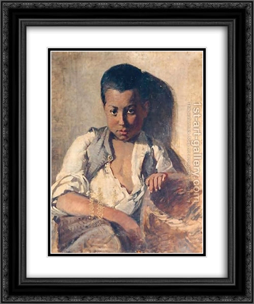 Portrait Of A Boy 20x24 Black Ornate Wood Framed Art Print Poster with Double Matting by Pantazis, Pericles
