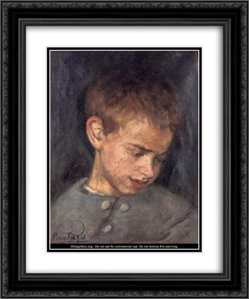 Portrait Of A Boy 20x24 Black Ornate Wood Framed Art Print Poster with Double Matting by Pantazis, Pericles