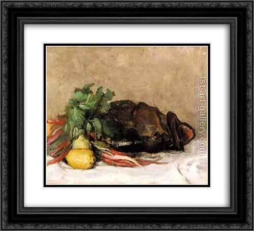 Still Life With Fish And Vegetables 22x20 Black Ornate Wood Framed Art Print Poster with Double Matting by Pantazis, Pericles