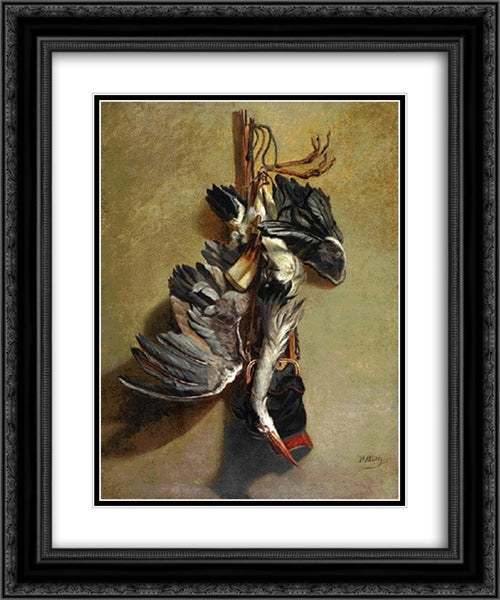 Still life with game 20x24 Black Ornate Wood Framed Art Print Poster with Double Matting by Pantazis, Pericles