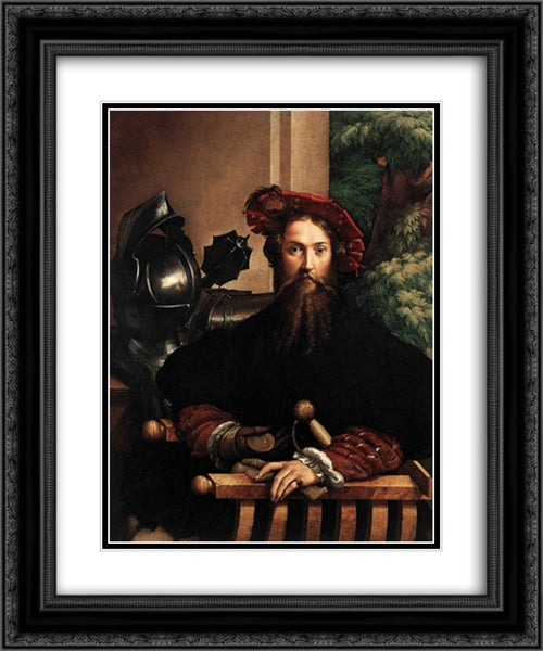 Portrait of Gian Galeazzo Sanvitale 20x24 Black Ornate Wood Framed Art Print Poster with Double Matting by Parmigianino