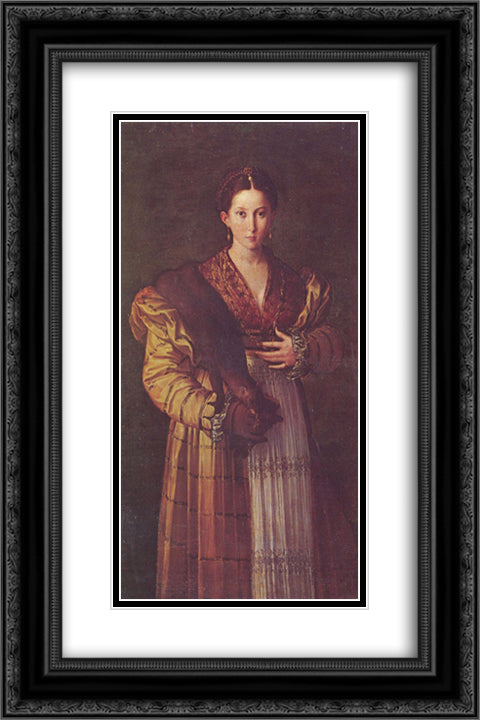 Portrait of a young lady 16x24 Black Ornate Wood Framed Art Print Poster with Double Matting by Parmigianino