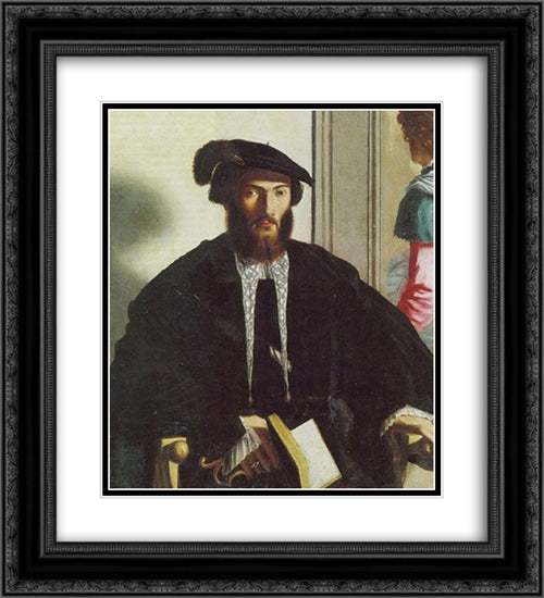 Portrait of gentleman G.B. Castaldi 20x22 Black Ornate Wood Framed Art Print Poster with Double Matting by Parmigianino