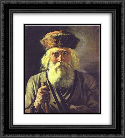 Wanderer 20x22 Black Ornate Wood Framed Art Print Poster with Double Matting by Perov, Vasily