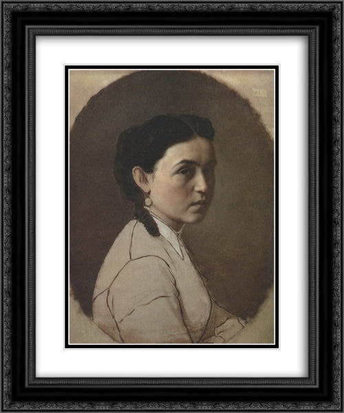 Portrait of E.E. Perov 20x24 Black Ornate Wood Framed Art Print Poster with Double Matting by Perov, Vasily