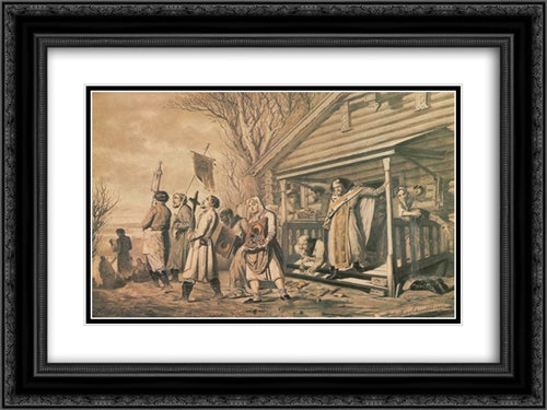 Procession on Easter 24x18 Black Ornate Wood Framed Art Print Poster with Double Matting by Perov, Vasily