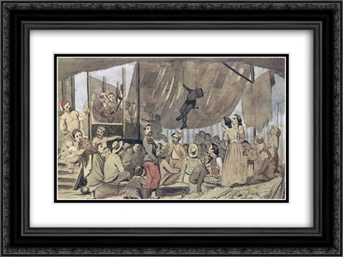 Parisian promenade 24x18 Black Ornate Wood Framed Art Print Poster with Double Matting by Perov, Vasily