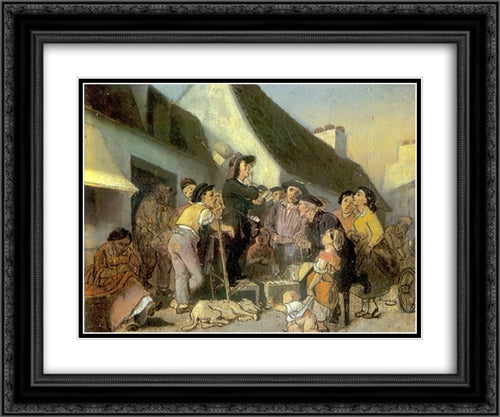 Seller singers. Sketch 24x20 Black Ornate Wood Framed Art Print Poster with Double Matting by Perov, Vasily