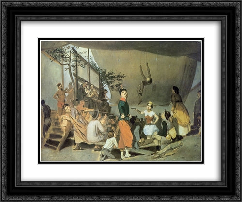 Merrymaking-in-Paris 24x20 Black Ornate Wood Framed Art Print Poster with Double Matting by Perov, Vasily