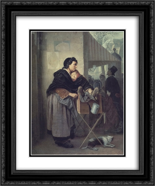 Organ Grinder in Paris 20x24 Black Ornate Wood Framed Art Print Poster with Double Matting by Perov, Vasily