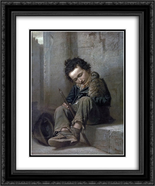 Savoyard 20x24 Black Ornate Wood Framed Art Print Poster with Double Matting by Perov, Vasily