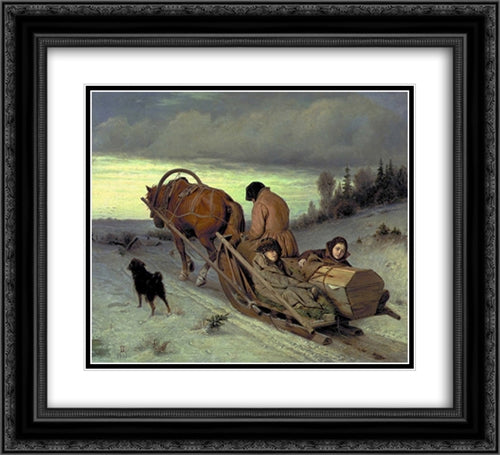 Last Journey 22x20 Black Ornate Wood Framed Art Print Poster with Double Matting by Perov, Vasily