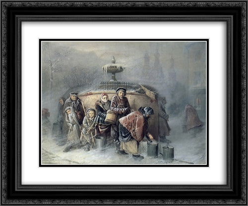 Regular pool 24x20 Black Ornate Wood Framed Art Print Poster with Double Matting by Perov, Vasily