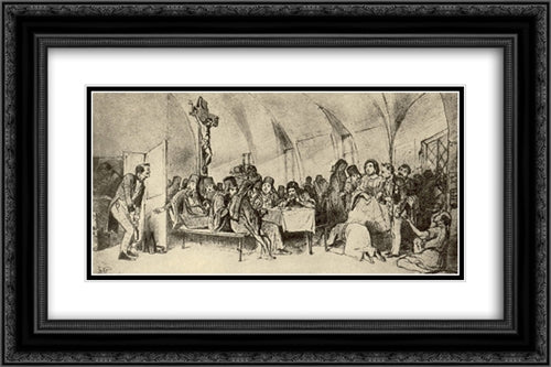 Repast 24x16 Black Ornate Wood Framed Art Print Poster with Double Matting by Perov, Vasily