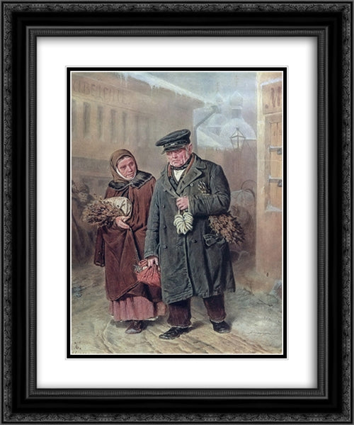 Lent Monday 20x24 Black Ornate Wood Framed Art Print Poster with Double Matting by Perov, Vasily