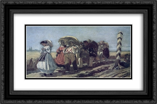 Journey of the quarterly family on a pilgrimage. Sketch 24x16 Black Ornate Wood Framed Art Print Poster with Double Matting by Perov, Vasily